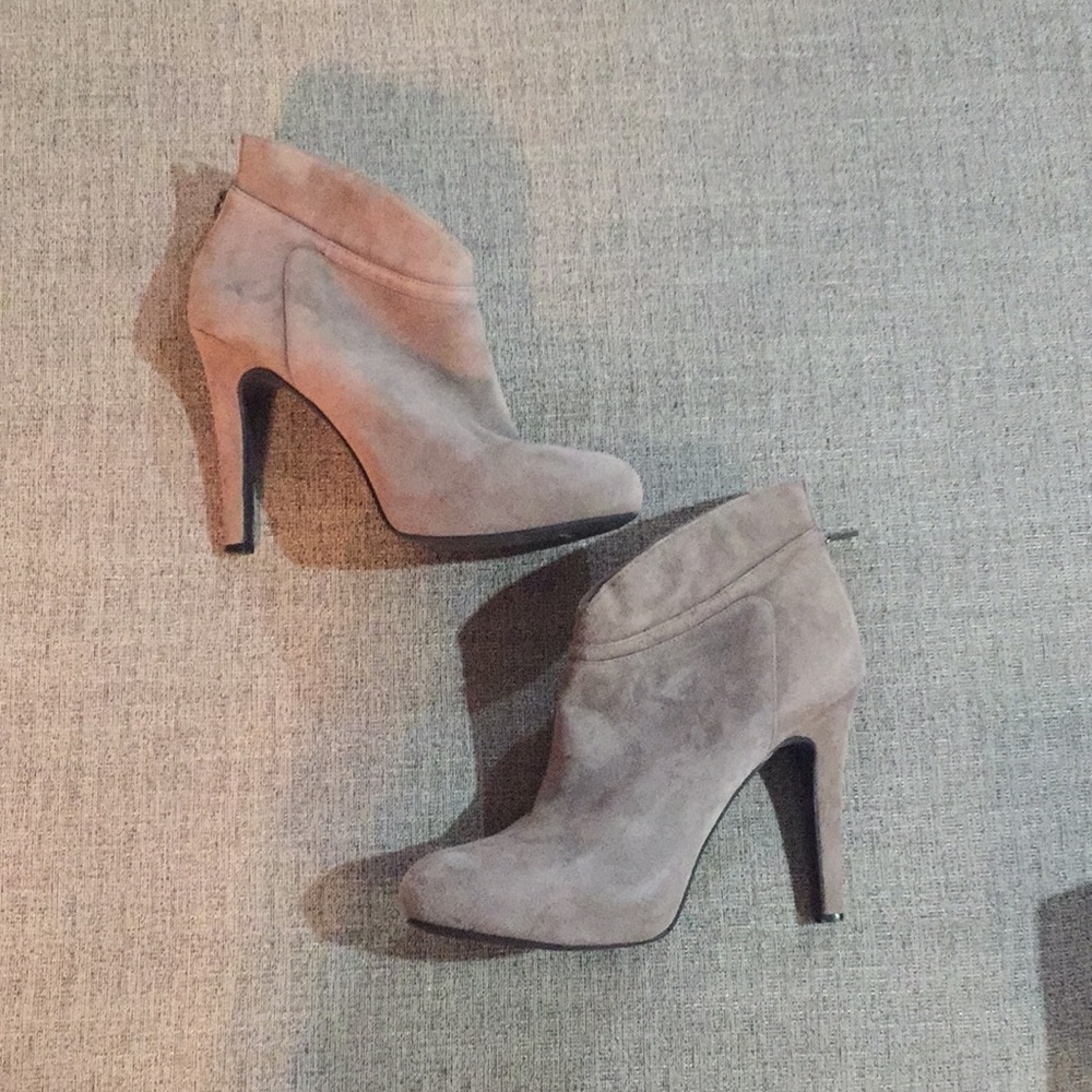 Grey suede booties